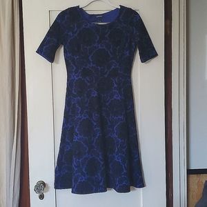 Mid length velvet black and blue dress